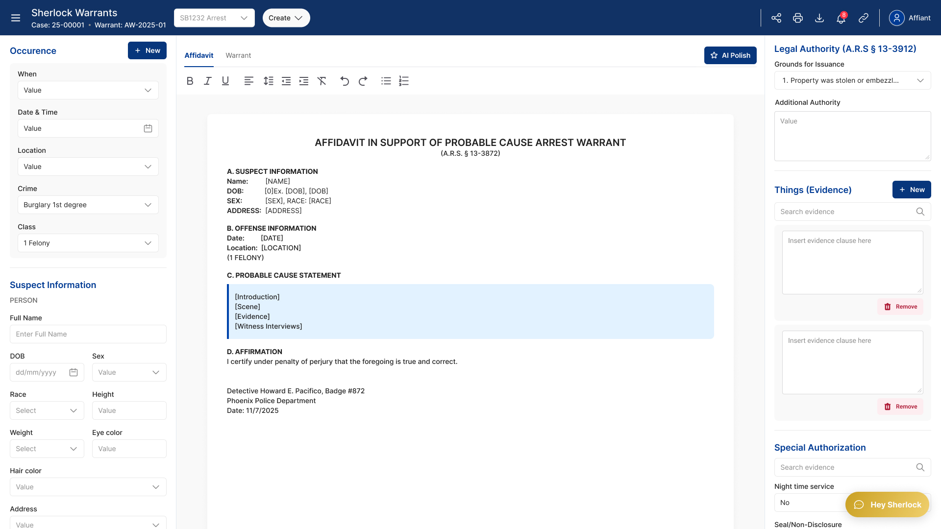 Warrants toolkit screenshot